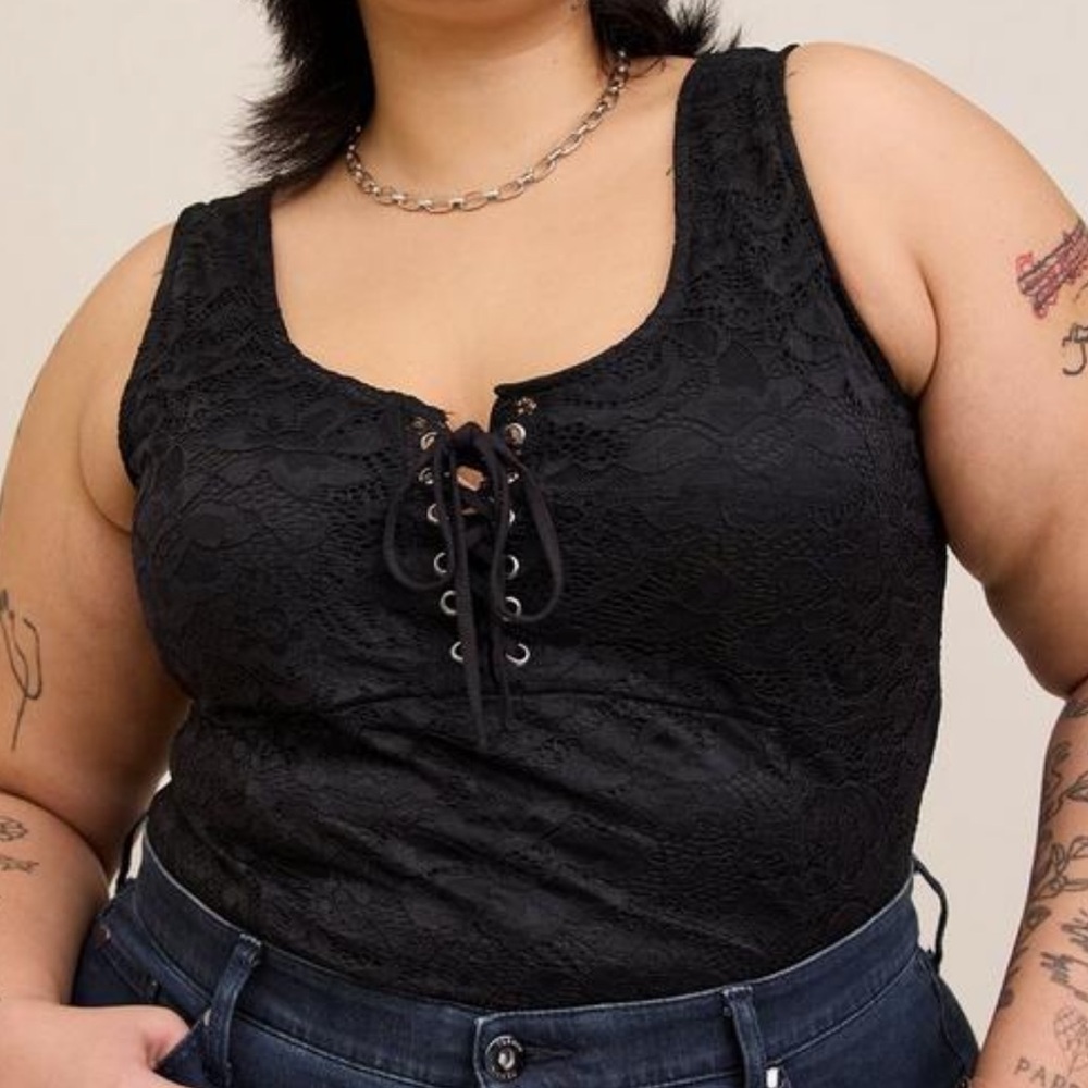 Torrid NWT Lace Corset Seamed Lace-Up Bodysuit Goth Whimsigoth Victorian date